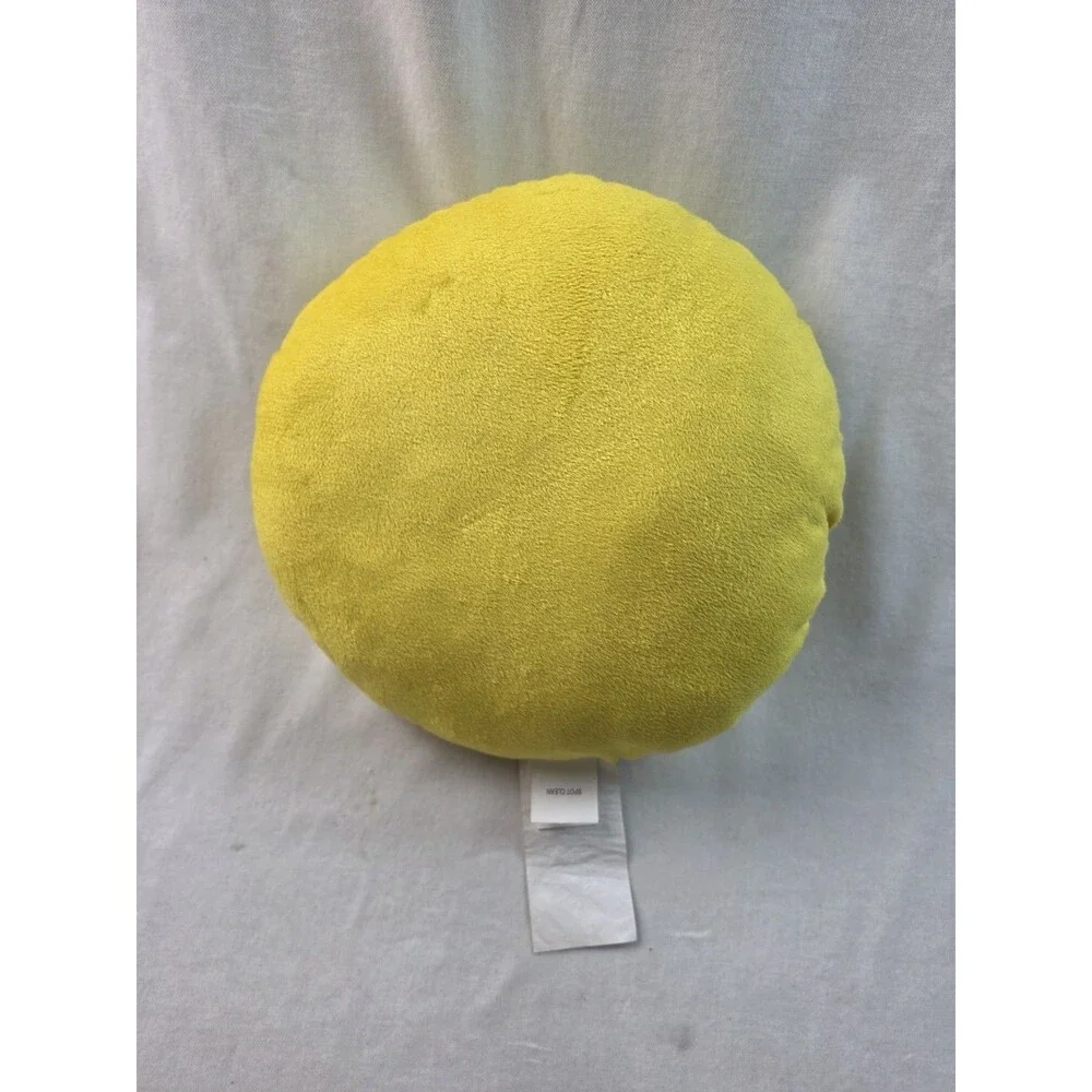 Winking Kiss Emoji Yellow Round Plush Throw Pillow